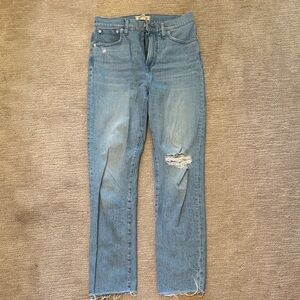Madewell Light Blue Distressed Straight Leg Perfect Vintage Jeans